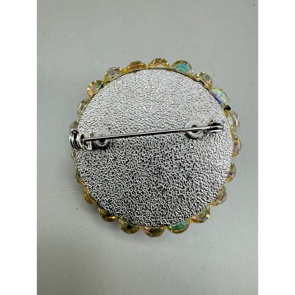 Vintage Aurora Borealis Crystal Brooch Pin - Picture 6 of 9